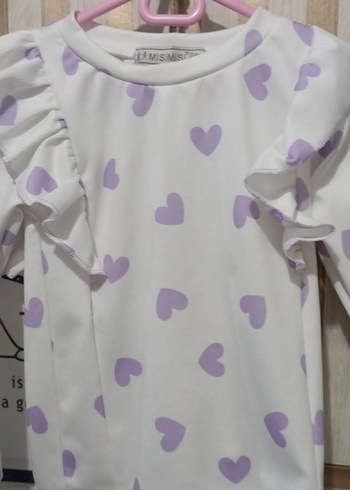HelloBaby Kız Çocuk Beyaz Kalp Desenli Fırfırlı Bluz