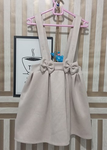Bej Midi salopet Etek Fiyonk Detaylı