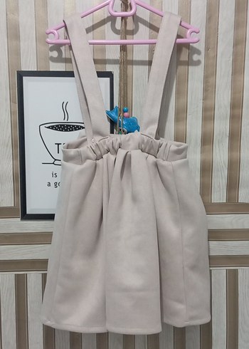 24-36 Ay Beden Bej Midi salopet Etek Fiyonk Detaylı
