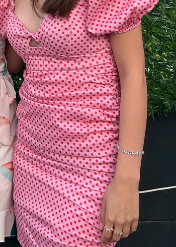 Trendyol & Milla Puantiyeli Pembe Mini Elbise