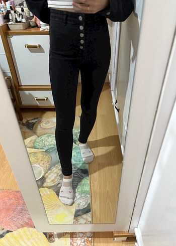 Trendyol & Milla Düğmeli Siyah Kadın Denim Pantolon