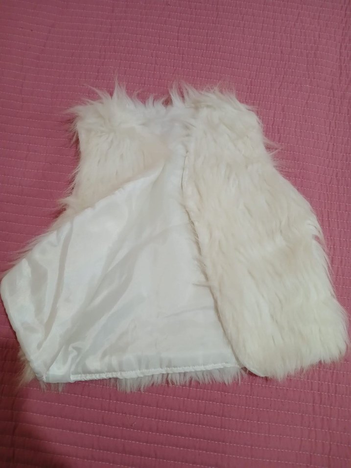 Beyaz Suni Kürklü Bohem çocuk Yelek - Görsel 2