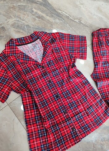 xxl Beden kırmızı Renk Kısa kollu pijama takımı
