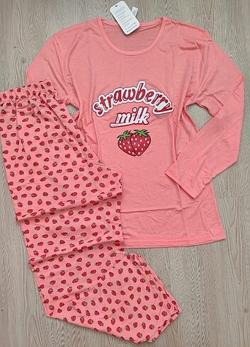 48 Beden çeşitli Renk Kadın pijama takımı uzun kollu