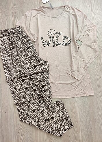 xl Beden camel Renk Kadın pijama takımı uzun kollu