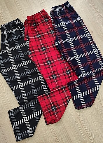 Erkek pamuklu cepli tek alt pijama ekoseli