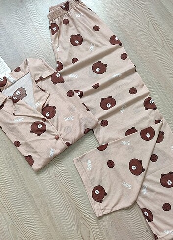 xl Beden camel Renk Gömlek pijama takımı