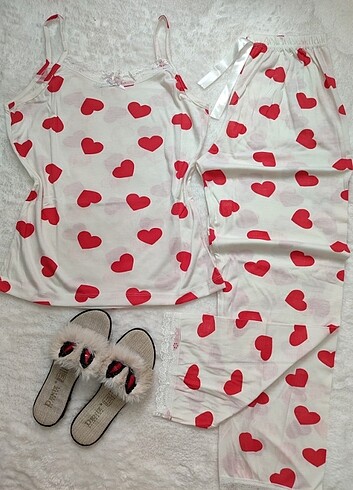 İp askılı alt uzun yazlık pijama takımı