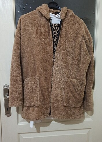 Kahverengi / Camel peluş ceket