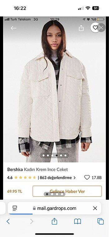 Bershka kapitone ceket