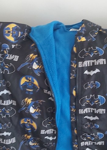 LC Waikiki Kapüşonlu Mavi Batman Baskılı Erkek Yağmurluk