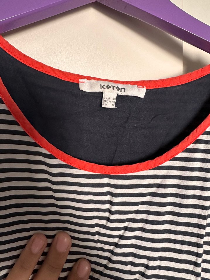 Çizgili Pilili Kolsuz Midi Elbise - Görsel 4