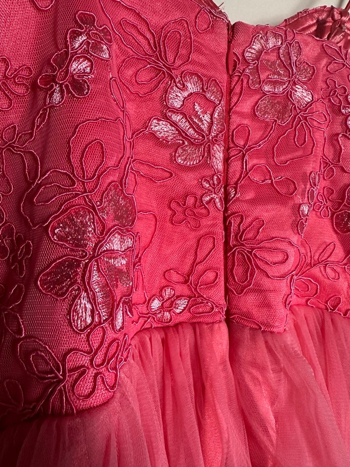 Dantel İşlemeli Pembe Uzun Abiye Elbise - Görsel 5