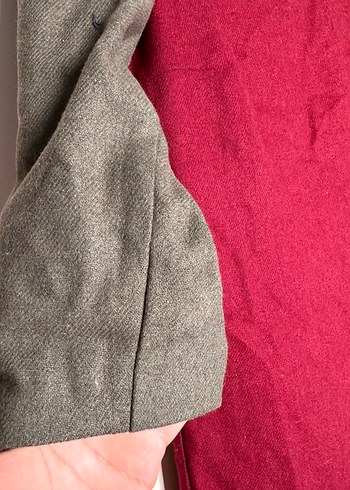 Bordo ve Gri Uzun Kollu Midi Elbise - Görsel 4