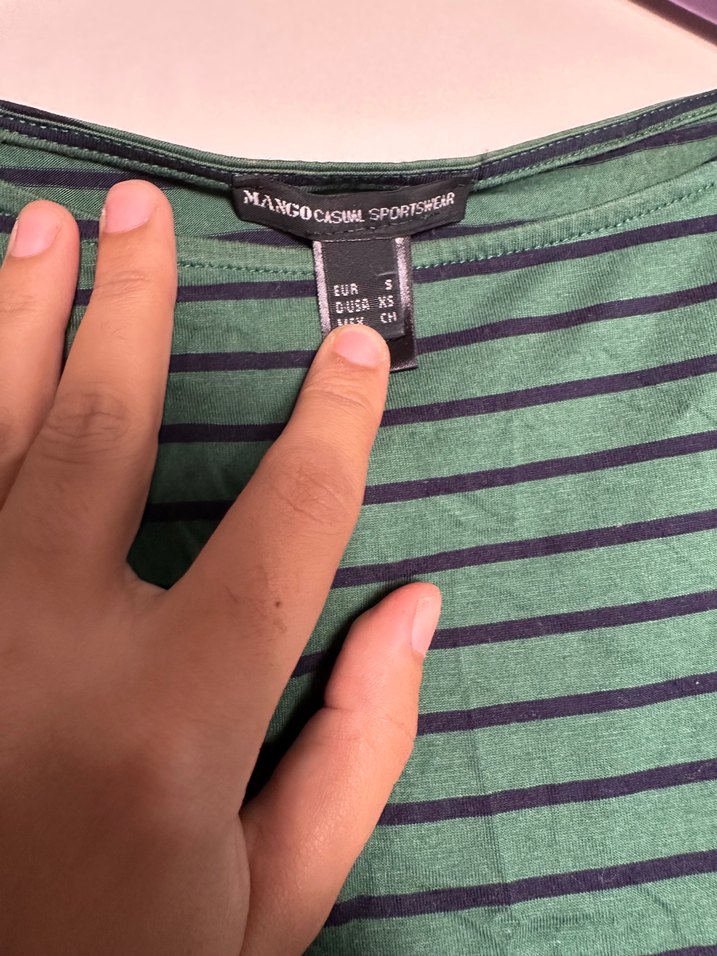 Yeşil Çizgili Gri Midi Keten Elbise - Görsel 2