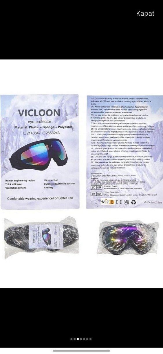 Vicloon Uniseks Kayak ve Spor Gözlüğü - Görsel 4