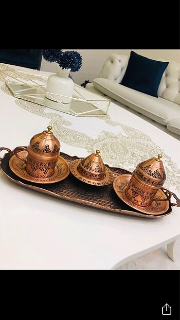 Tepsili 2 Kişilik Bakır Fincan Takımı
