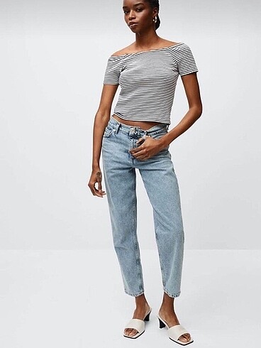 42 Beden mavi Renk Mango Mom Jean