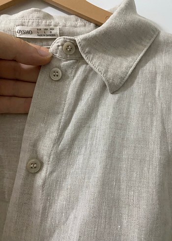 Bej Keten Uzun Kollu Gömlek - Görsel 7