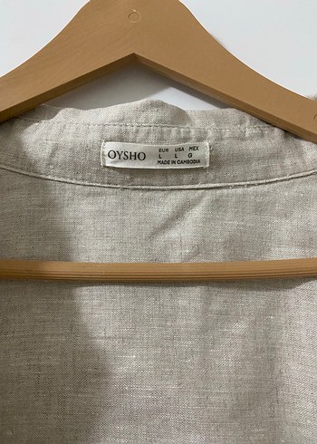 Bej Keten Uzun Kollu Gömlek - Görsel 3