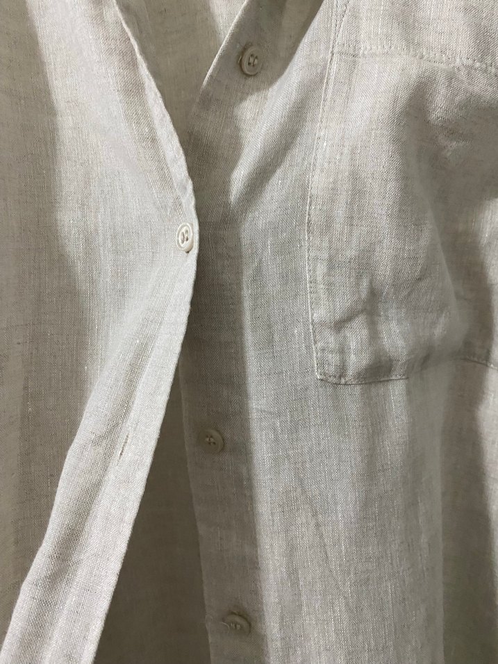 Bej Keten Uzun Kollu Gömlek - Görsel 4