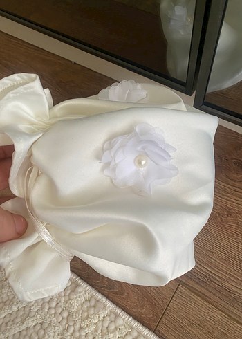 İnci Detaylı Beyaz Düğün Çantası - Görsel 2