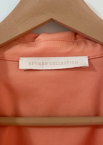 Düğmeli, kısa kollu, pastel turuncu gömlek - Görsel 2