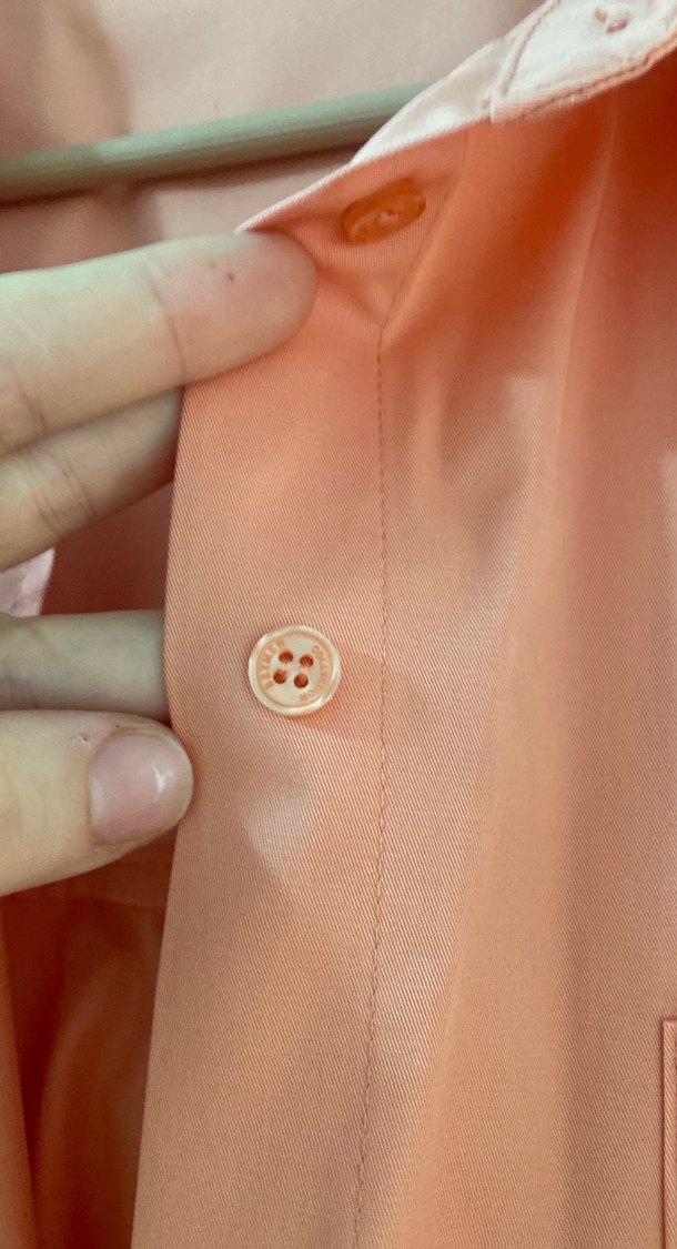 Düğmeli, kısa kollu, pastel turuncu gömlek - Görsel 5