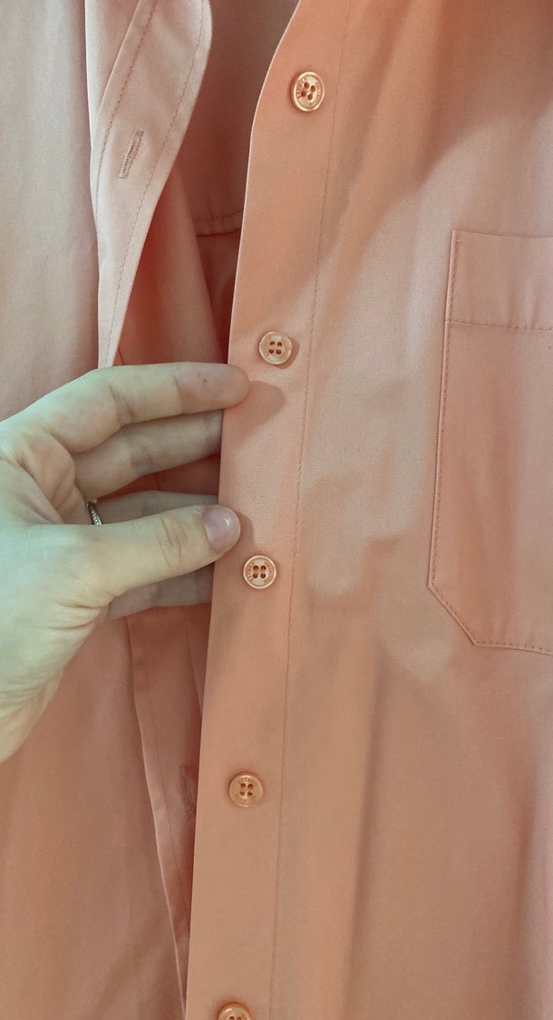 Düğmeli, kısa kollu, pastel turuncu gömlek - Görsel 4