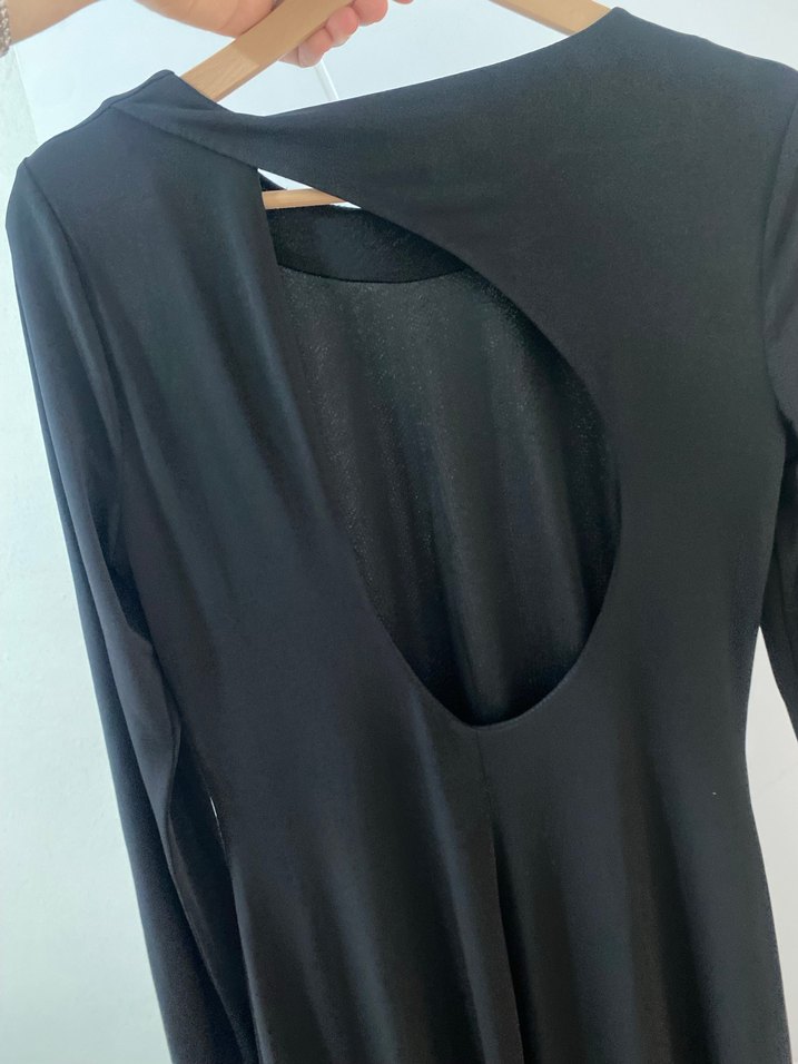 Kadın Siyah Uzun Kollu Uzun Elbise - Görsel 2