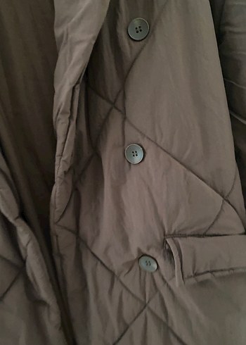 Düğmeli Bej Midi Kadın mont - Görsel 2