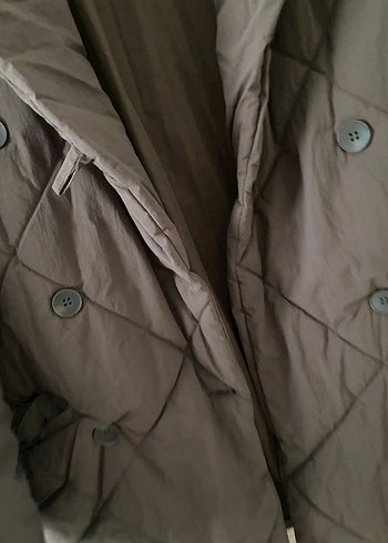 Düğmeli Bej Midi Kadın mont - Görsel 5