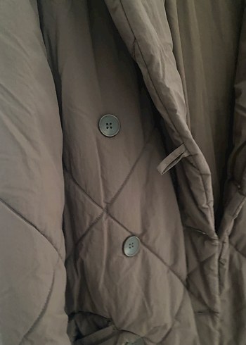 Düğmeli Bej Midi Kadın mont - Görsel 3