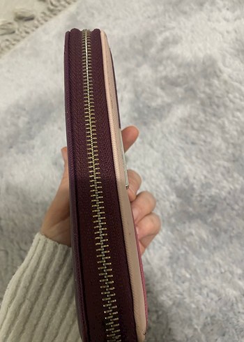 Bordo Kadın Fermuarlı Süet Clutch Cüzdan - Görsel 4