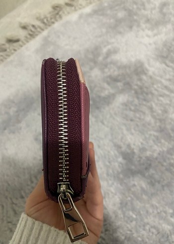 Bordo Kadın Fermuarlı Süet Clutch Cüzdan - Görsel 3