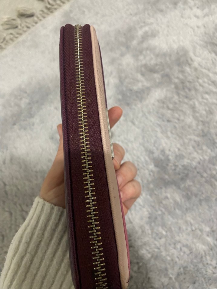 Bordo Kadın Fermuarlı Süet Clutch Cüzdan - Görsel 4