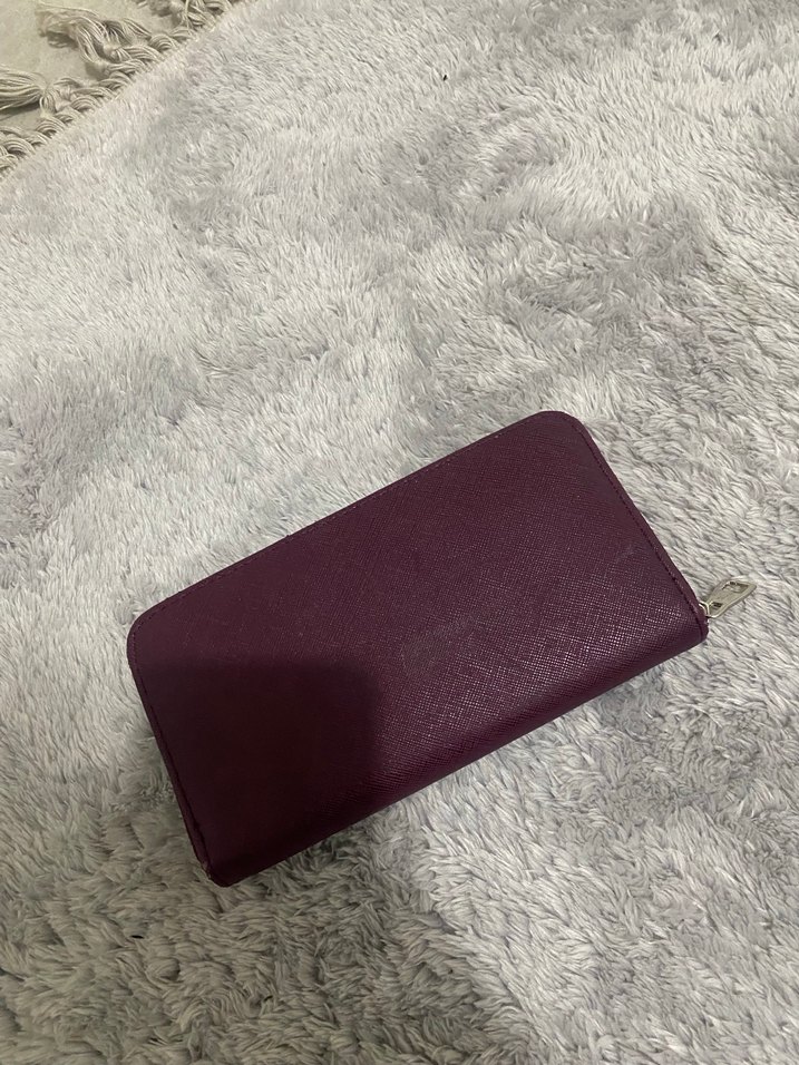 Bordo Kadın Fermuarlı Süet Clutch Cüzdan - Görsel 2