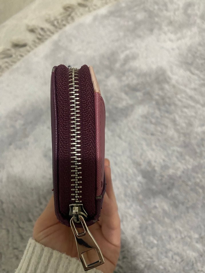 Bordo Kadın Fermuarlı Süet Clutch Cüzdan - Görsel 3