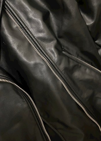 Zara Siyah Deri Biker Ceket - Görsel 9