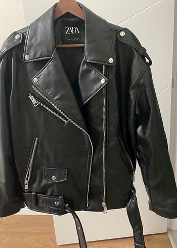 Zara Siyah Deri Biker Ceket - Görsel 2
