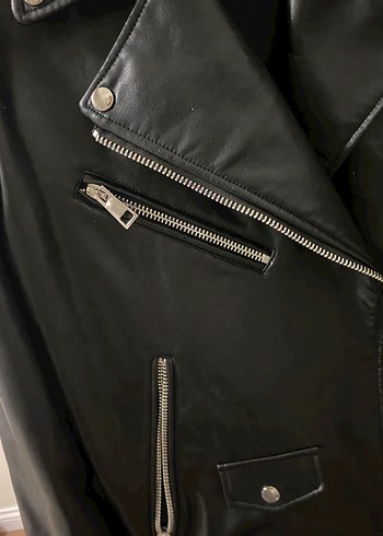 Zara Siyah Deri Biker Ceket - Görsel 5