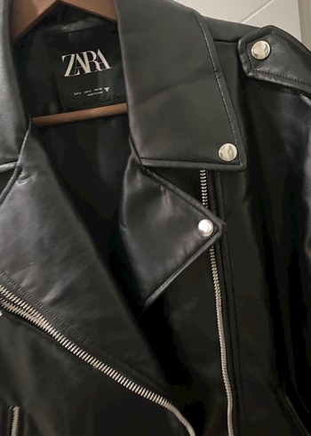 Zara Siyah Deri Biker Ceket - Görsel 3