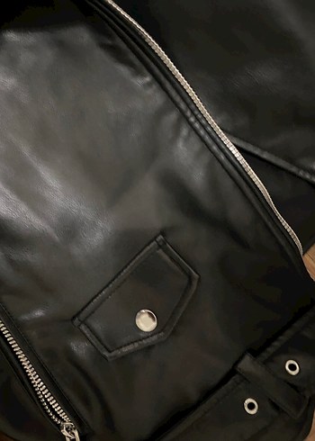 Zara Siyah Deri Biker Ceket - Görsel 10