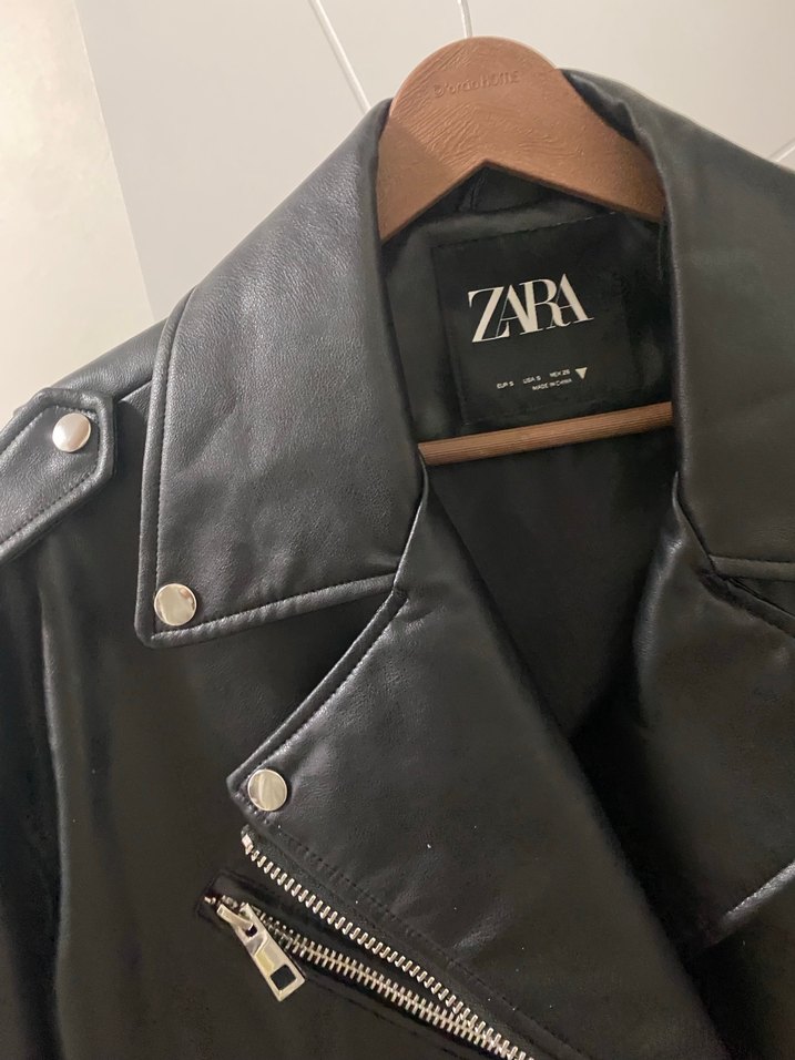 Zara Siyah Deri Biker Ceket - Görsel 4
