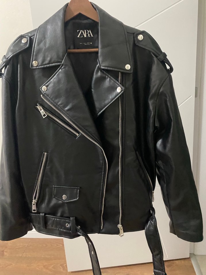 Zara Siyah Deri Biker Ceket - Görsel 2