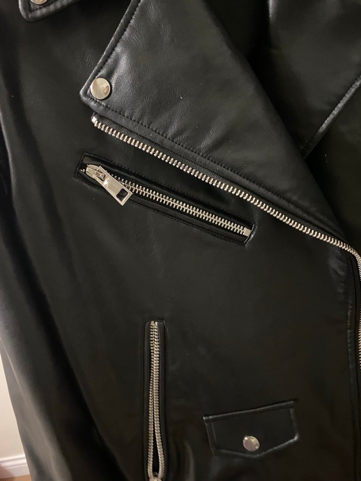 Zara Siyah Deri Biker Ceket - Görsel 5