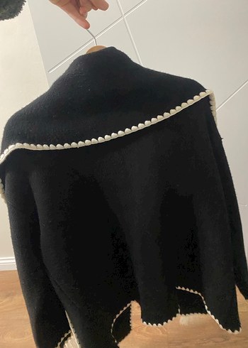 Düğmeli Siyah Kadın Yün Kaban - Görsel 5