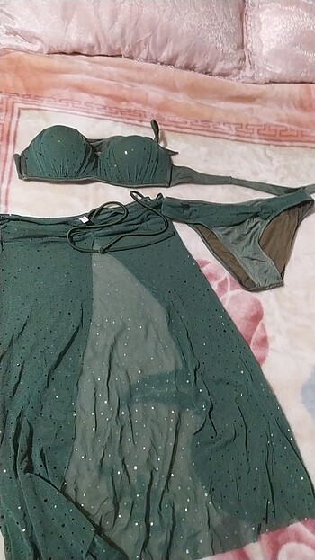 40 Beden yeşil Renk Pullu bikini