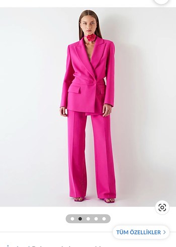 Pembe Uzun Kesim Kadın Blazer Ceket