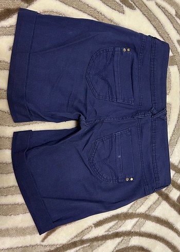 36 Beden mavi Renk Düğmeli Koyu Mavi Denim Şort